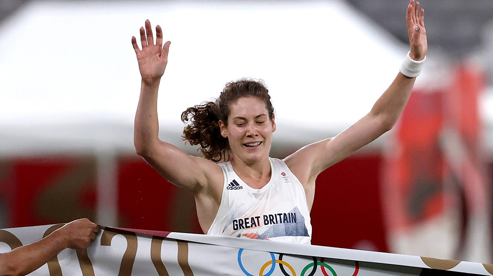 Kate French at the top of the Olympic modern pentathlon